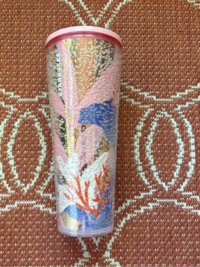 Starbucks Pink Floral Sequin Travel Tumbler